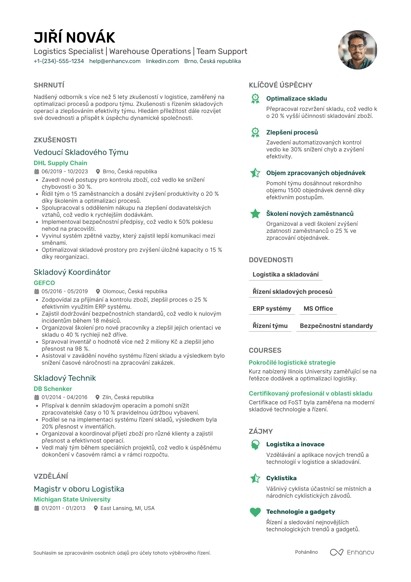 Životopis pro Skladník Učeň Resume Example