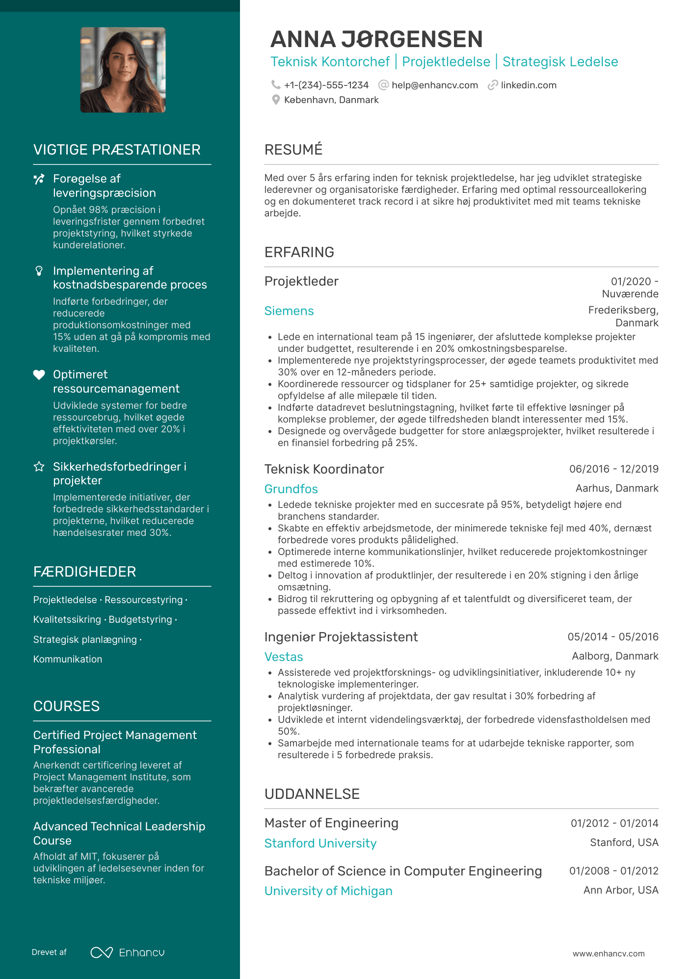CV til Teknisk kontorchef Resume Example