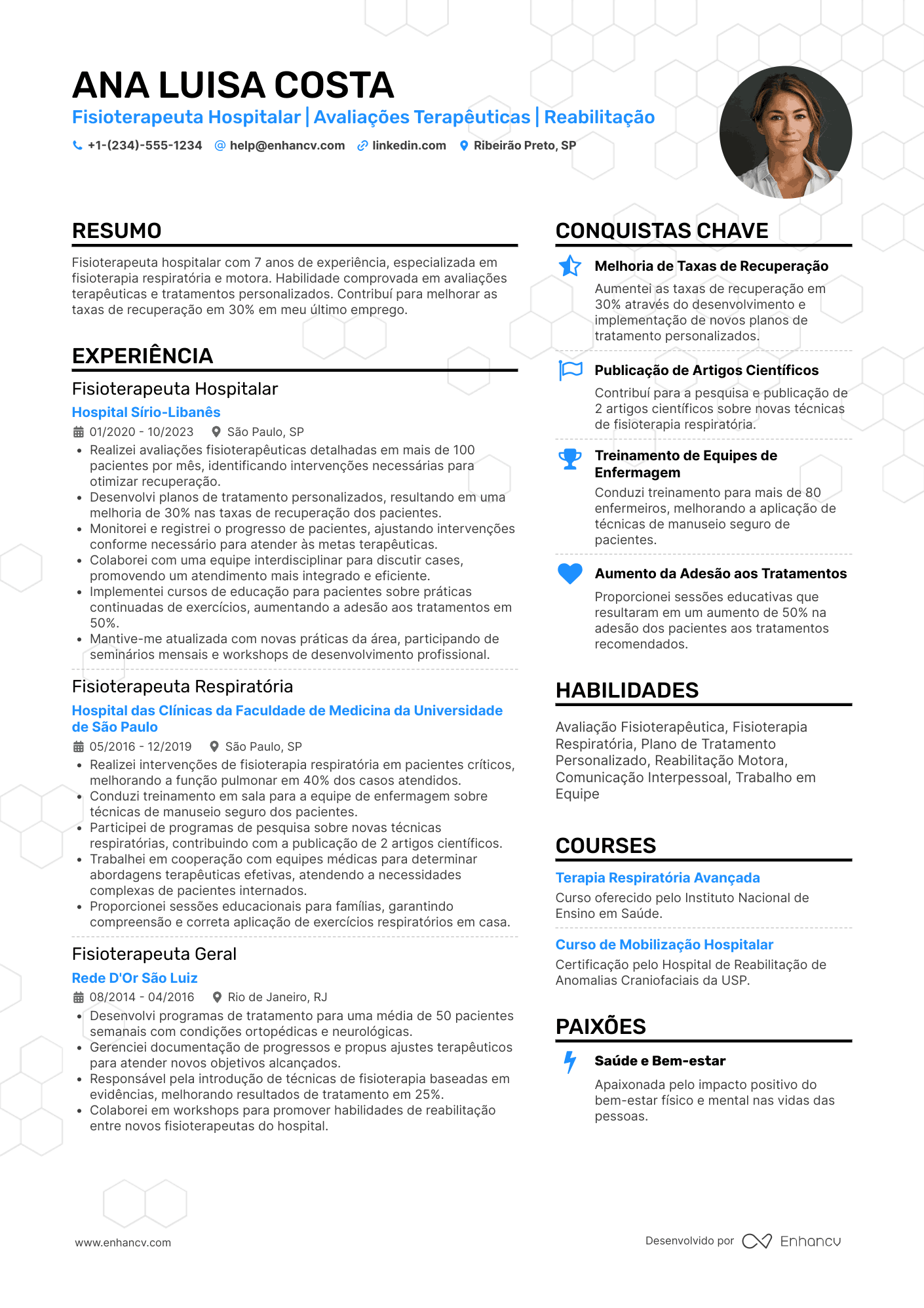 Currículo fisioterapeuta hospitalar Resume Example