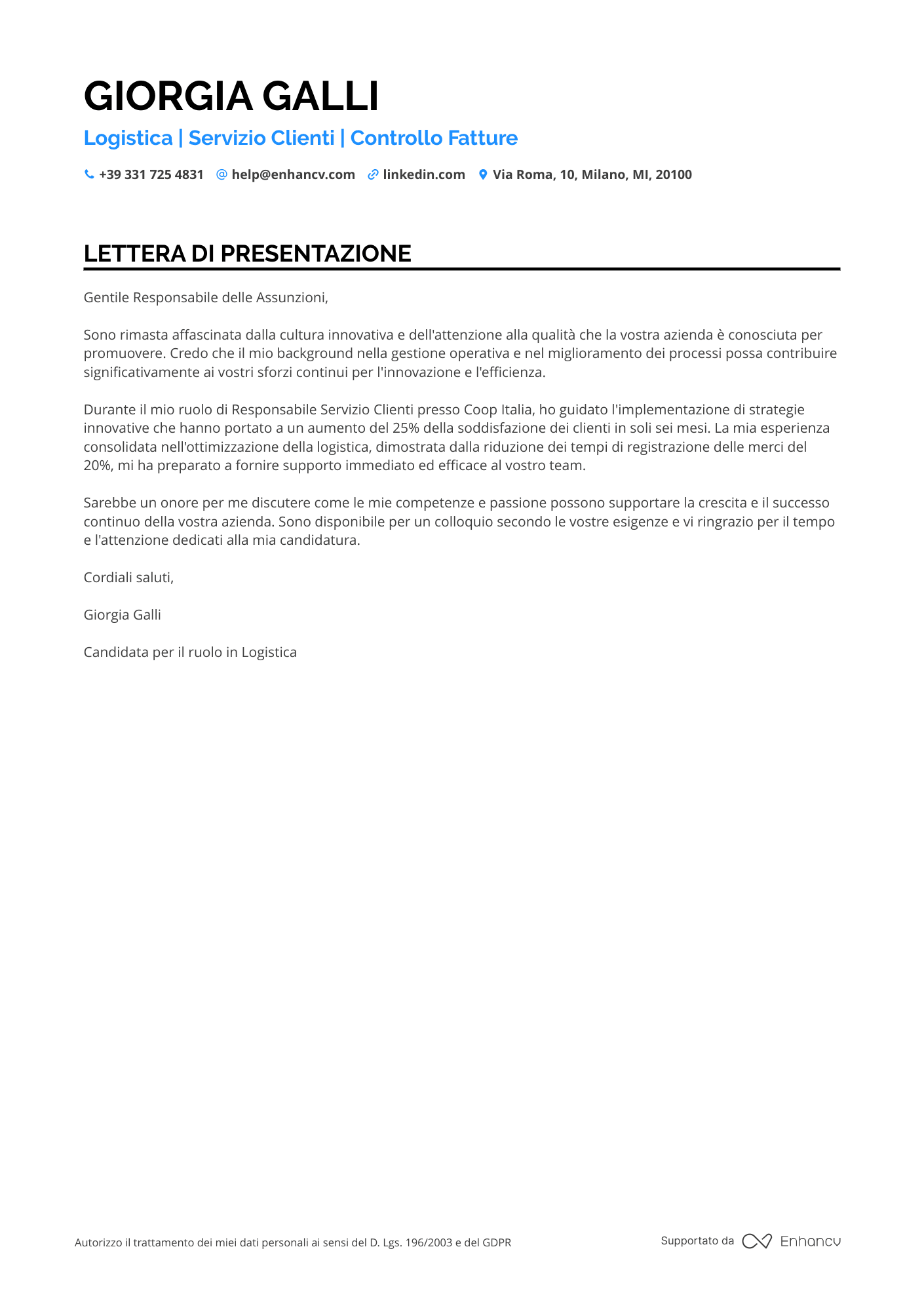Salumiere di Ristorazione Resume Example