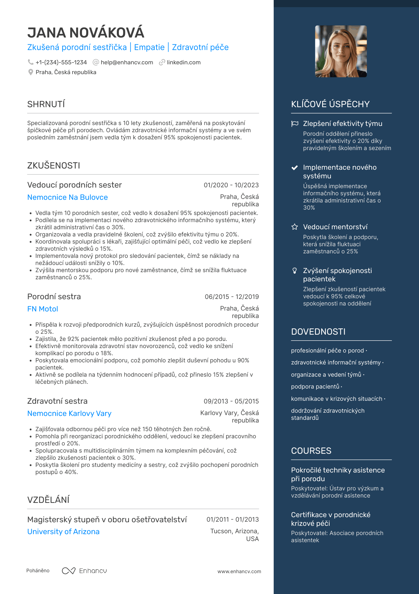 Životopis pro Porodní sestřička Resume Example