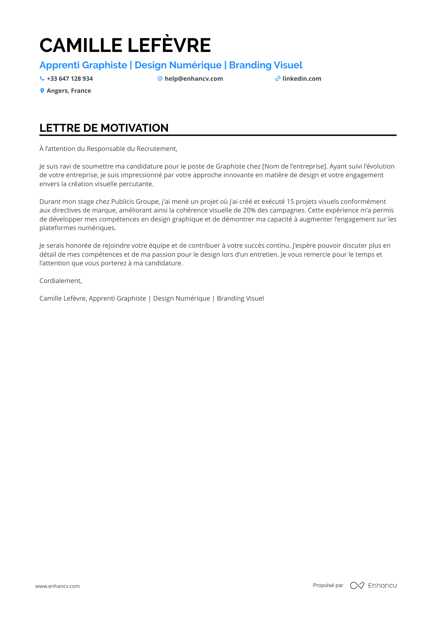 Étudiant en Design Graphique Resume Example