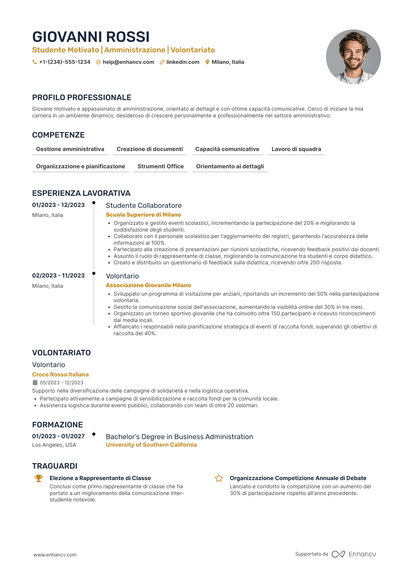 Curriculum minorenni senza esperienza Resume Example