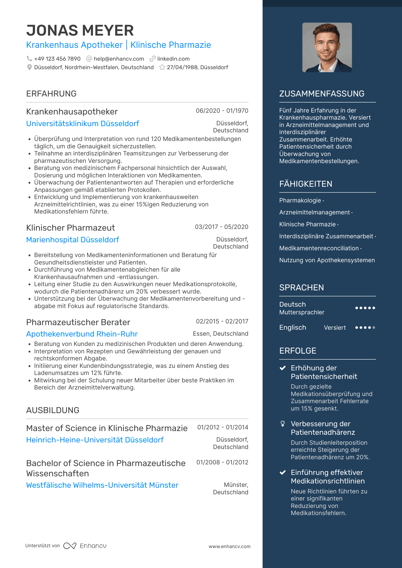 Lebenslauf als Apotheker im Krankenhaus Resume Example