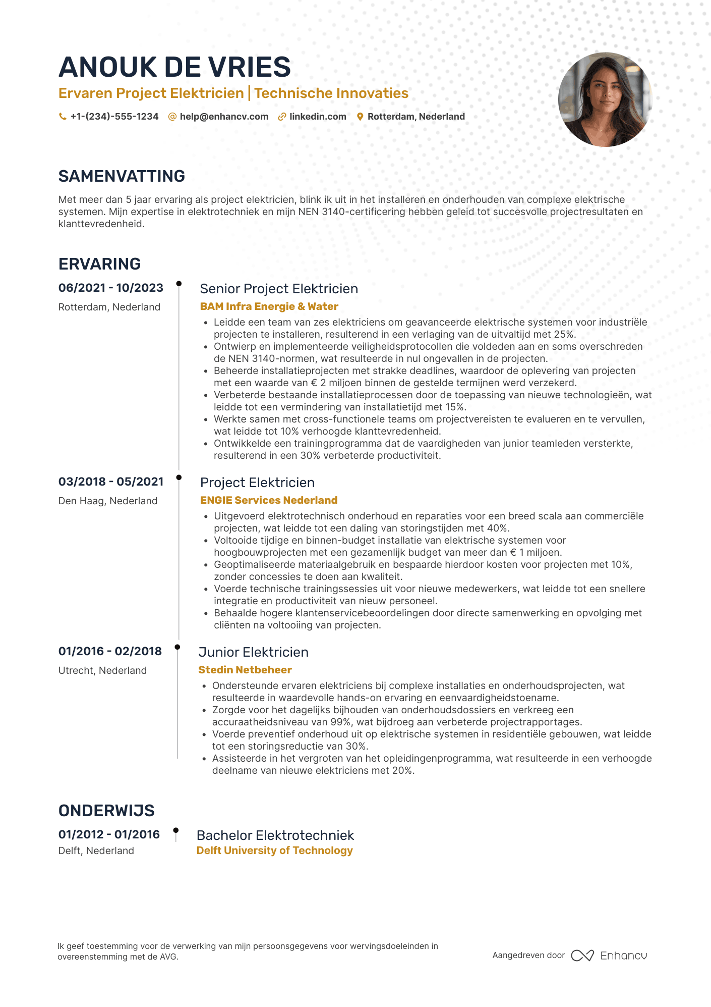 CV voor Project Elektricien Resume Example