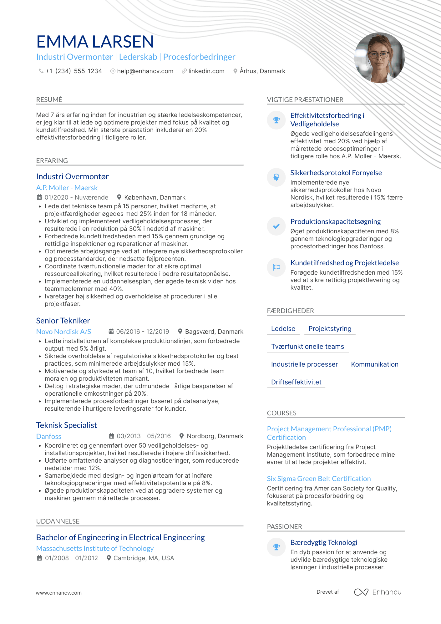 CV til Industriel Overmontør Resume Example