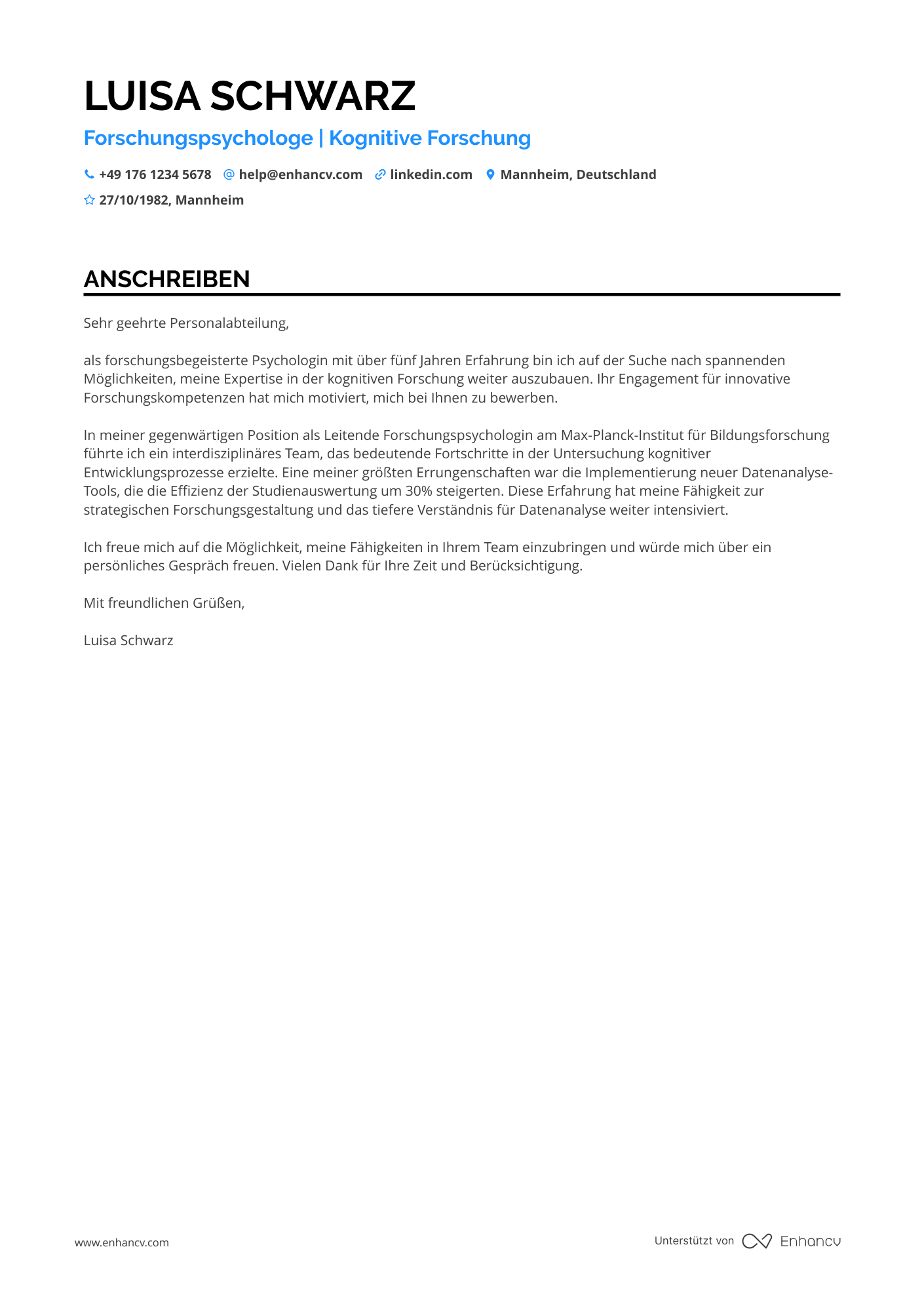Forschungspsychologe Resume Example