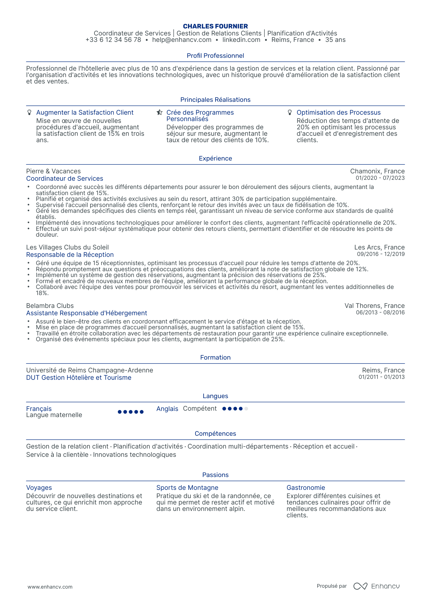 Assistant de Direction Resume Example