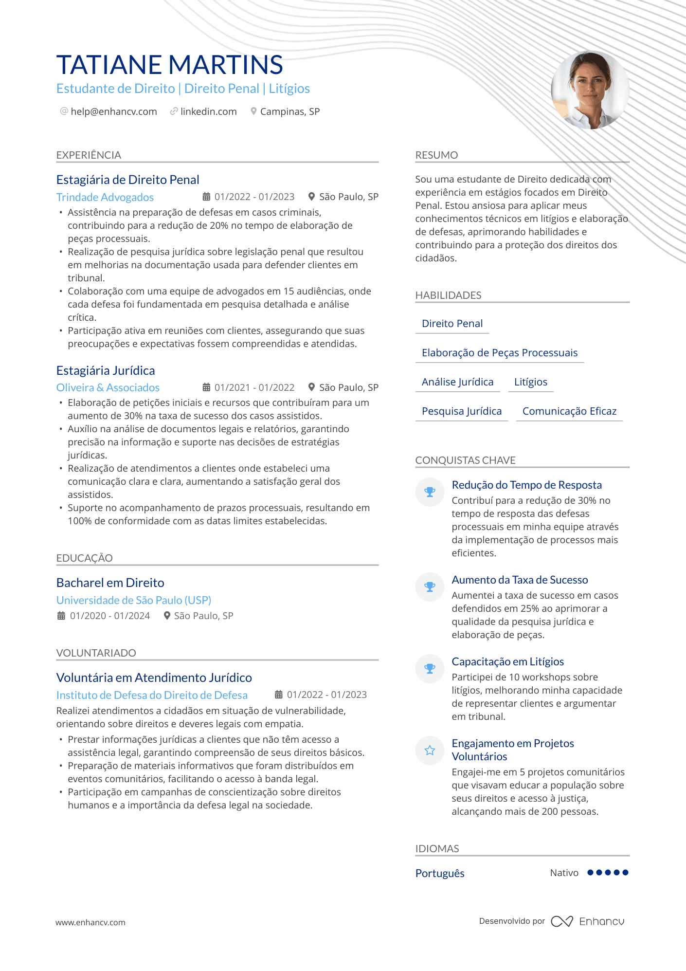 Advogado criminalista Resume Example