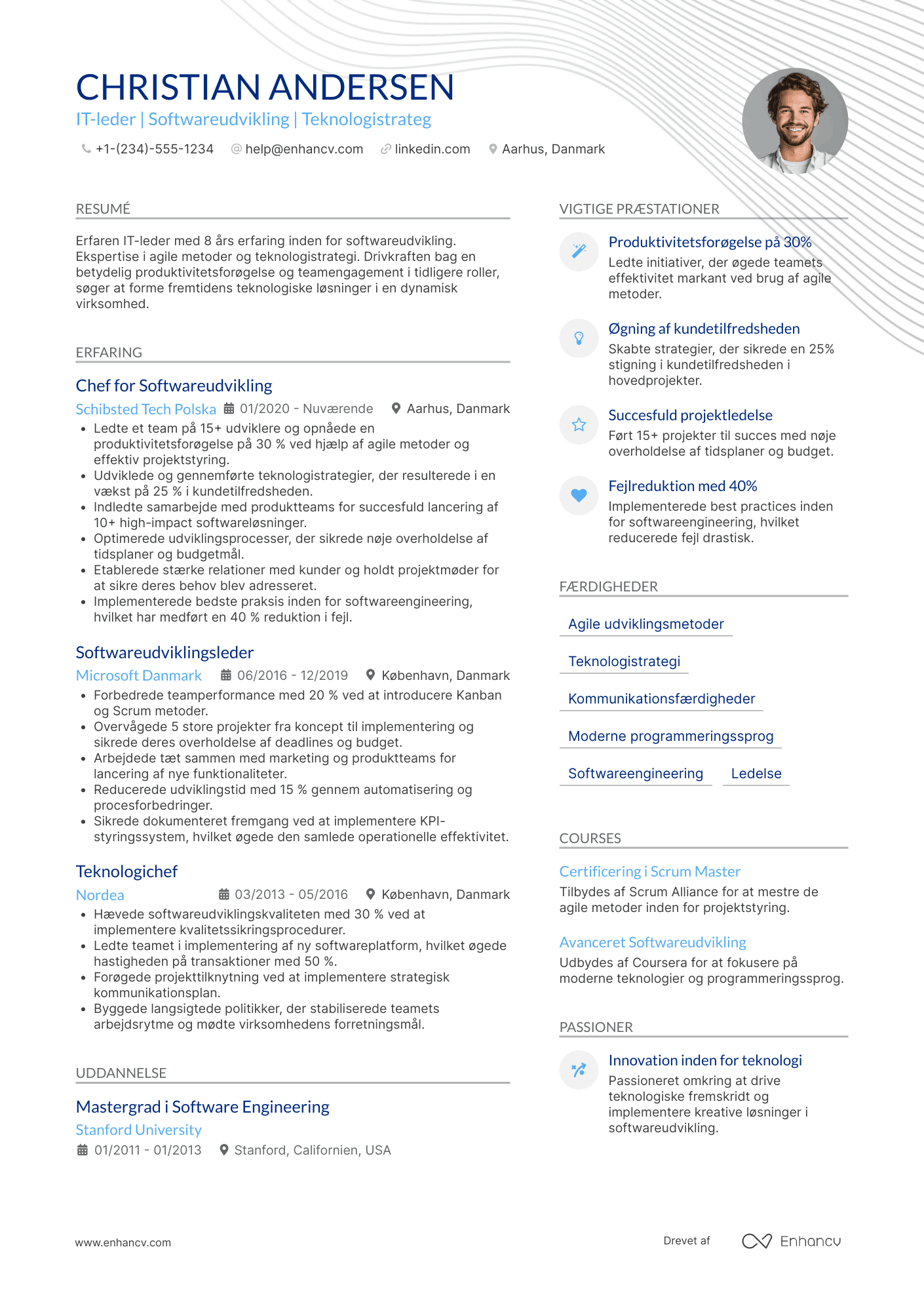 CV til IT leder for softwareudvikling Resume Example