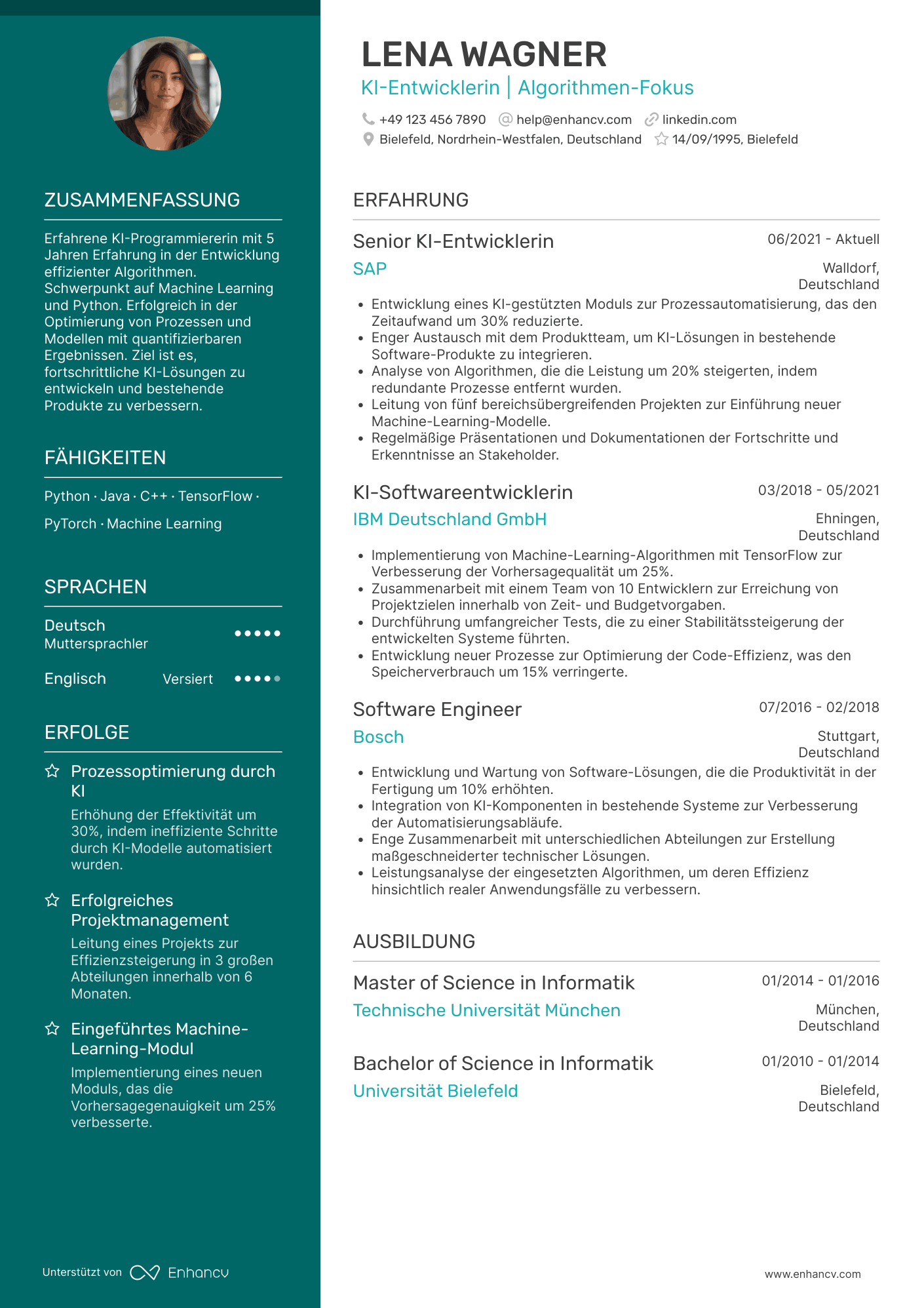 Lebenslauf als Programmierer für künstliche Intelligenz Resume Example