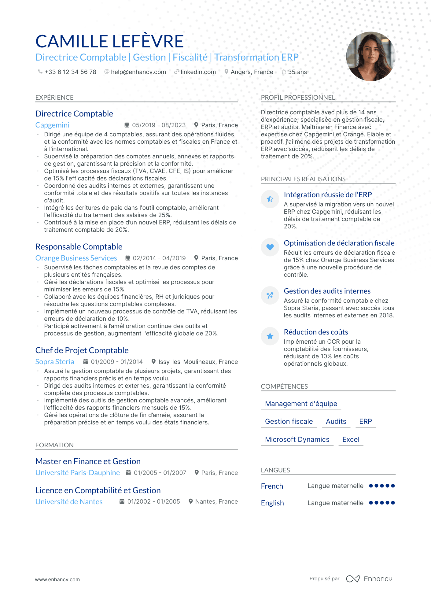 Chef Comptable Resume Example