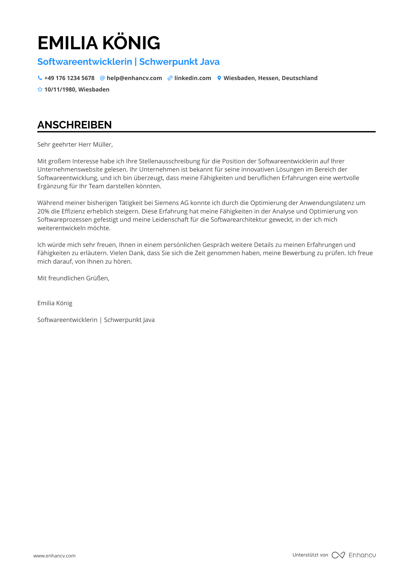 Einsteiger Informatiker Resume Example