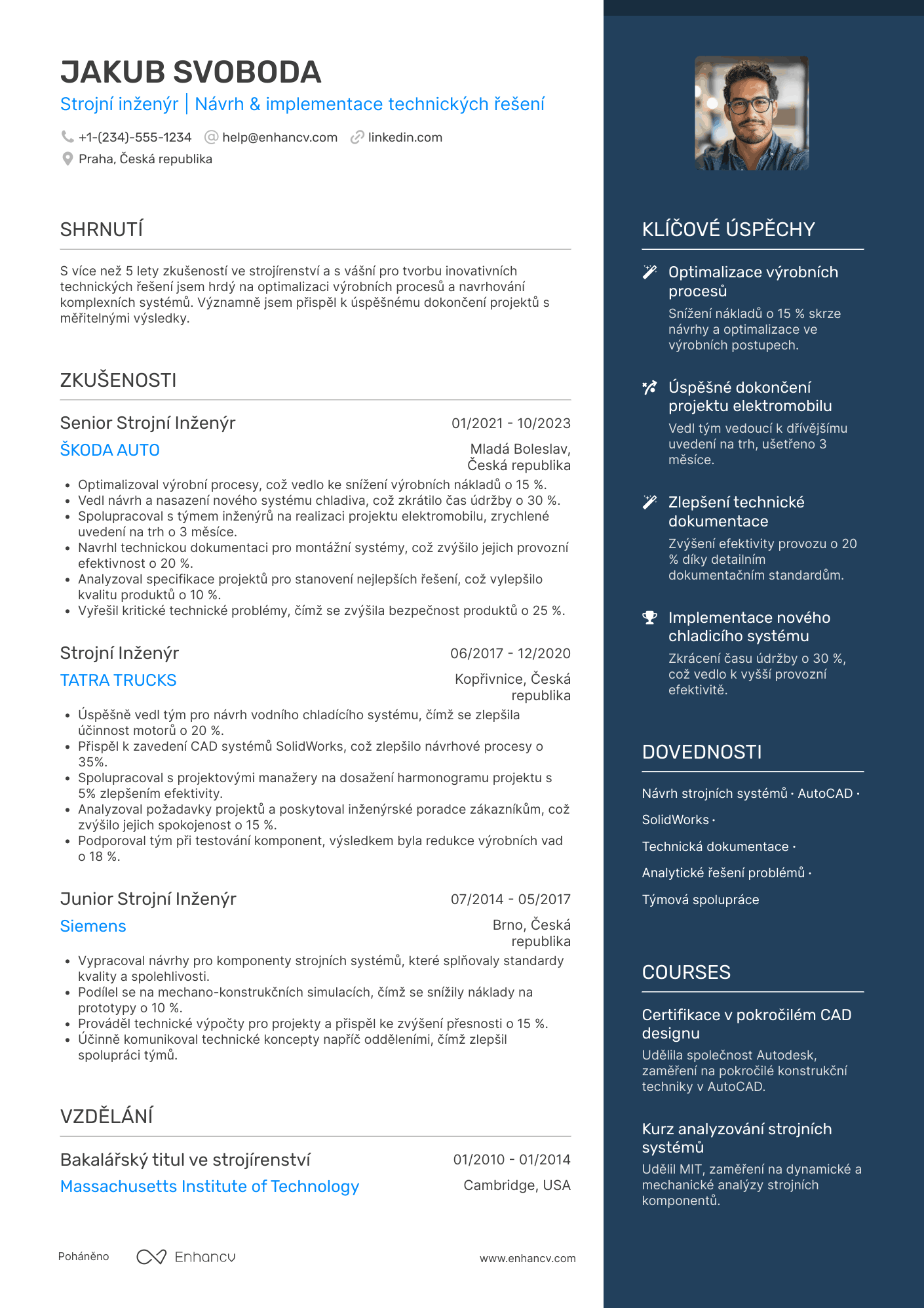 Životopis pro Strojní inženýr Resume Example