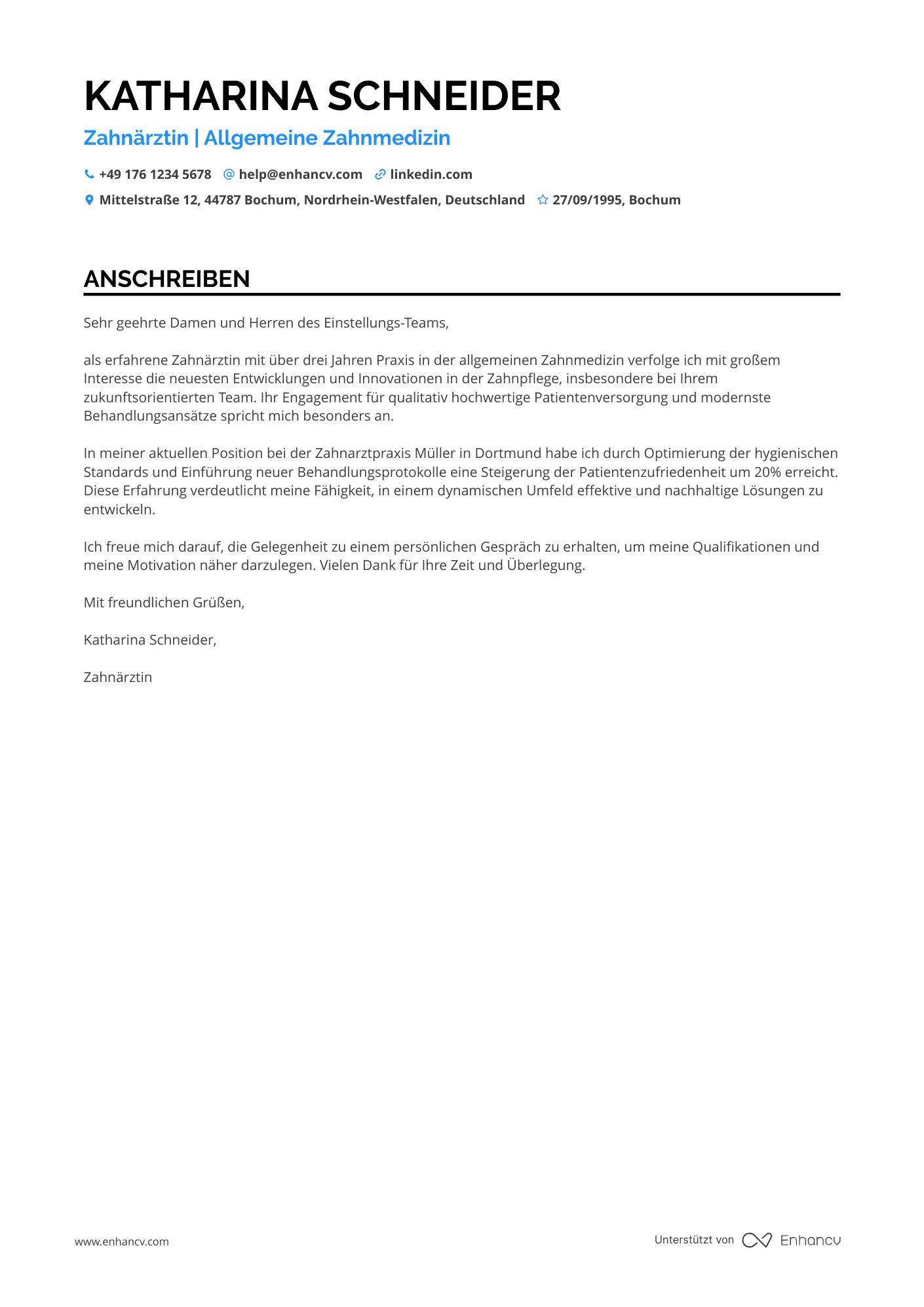 Zahnarzt für Teilzeit Resume Example
