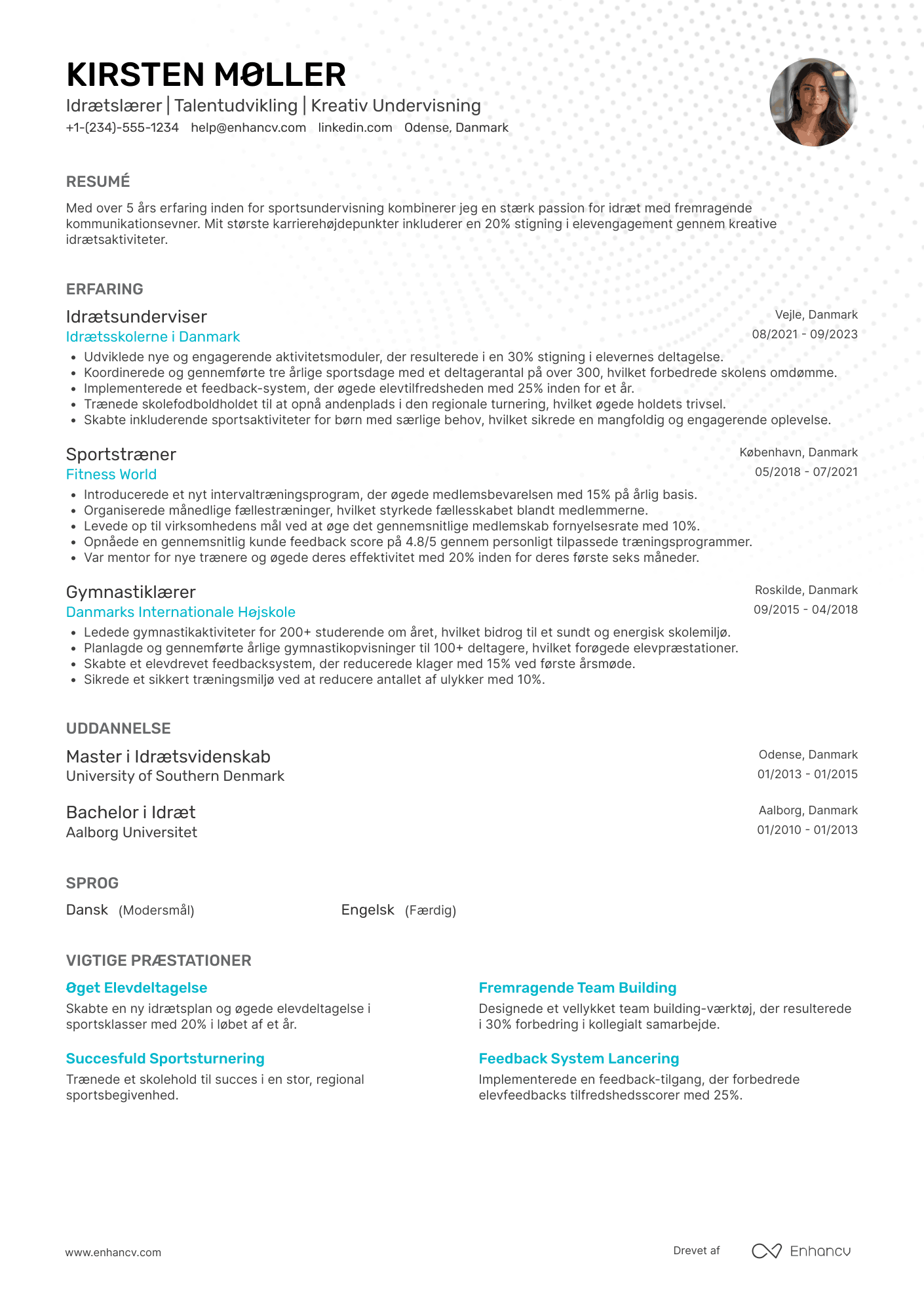 CV til Idrætslærer Resume Example