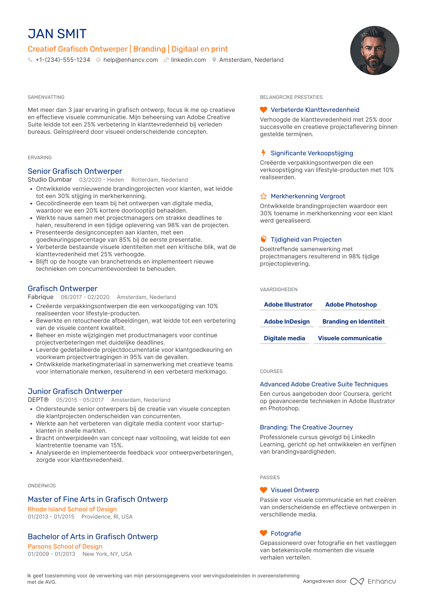 CV voor Creatief Grafisch Ontwerper Resume Example