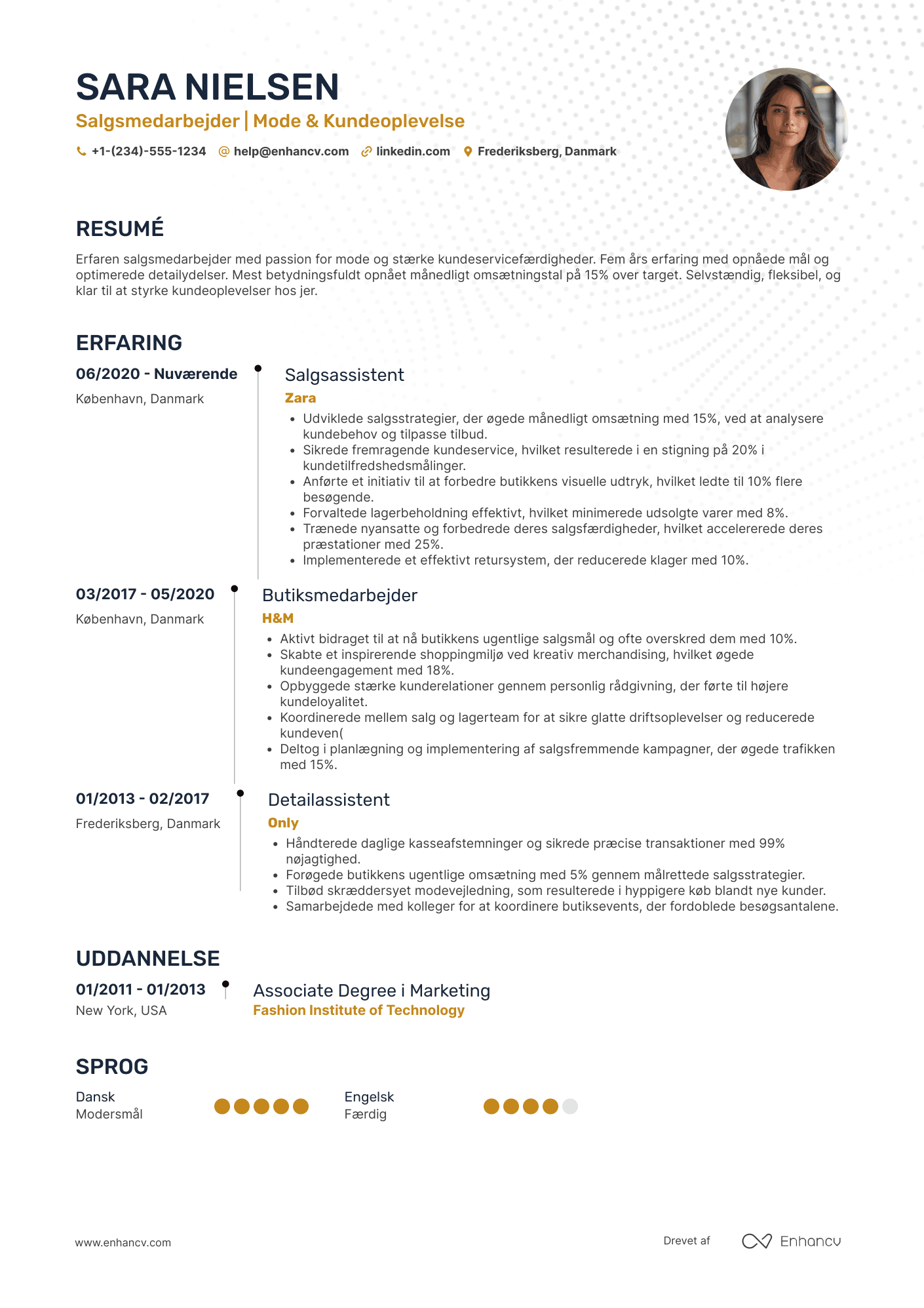 CV til Salgsmedarbejder i modeindustrien Resume Example