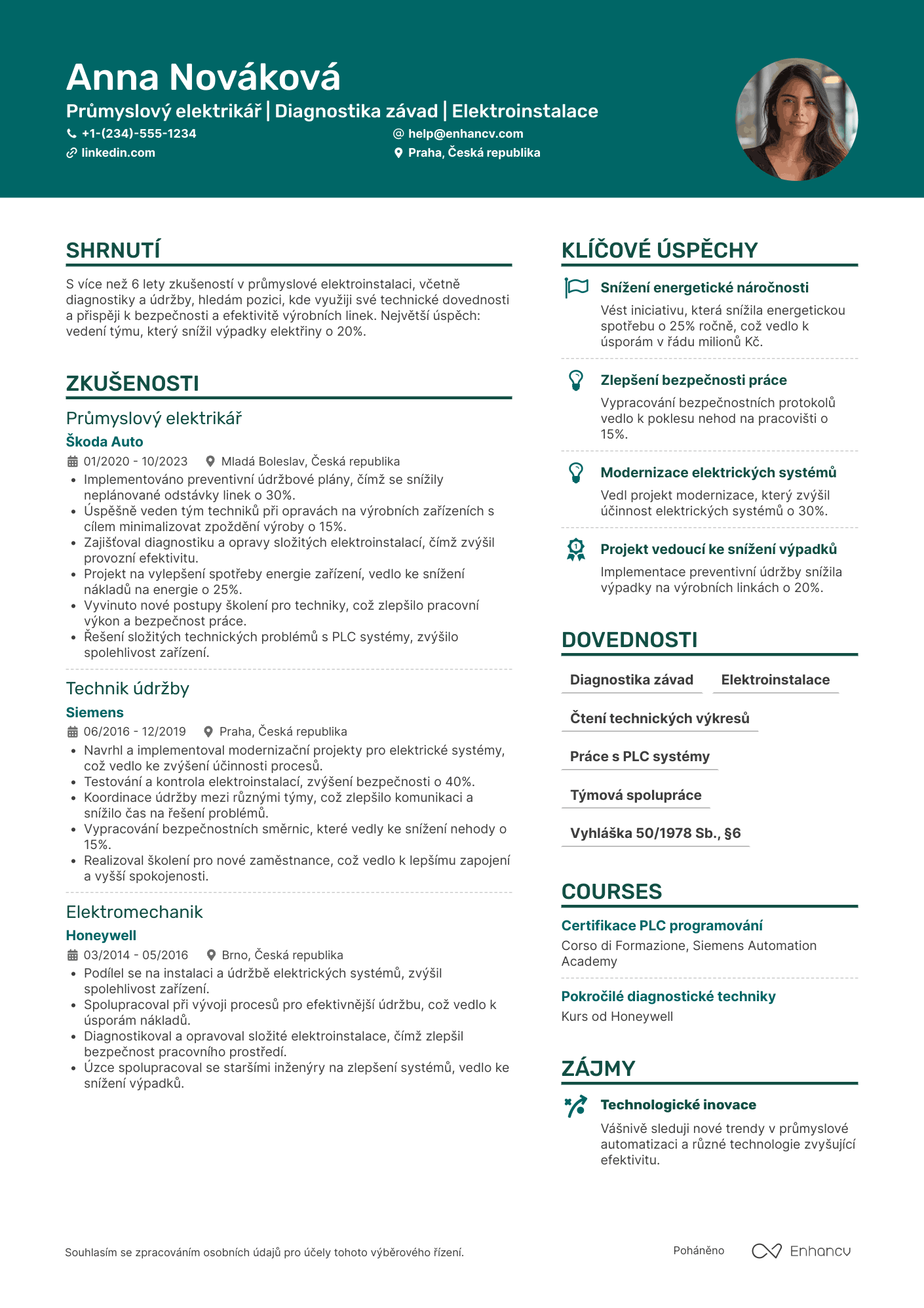 Životopis pro Průmyslový Elektrikář Resume Example