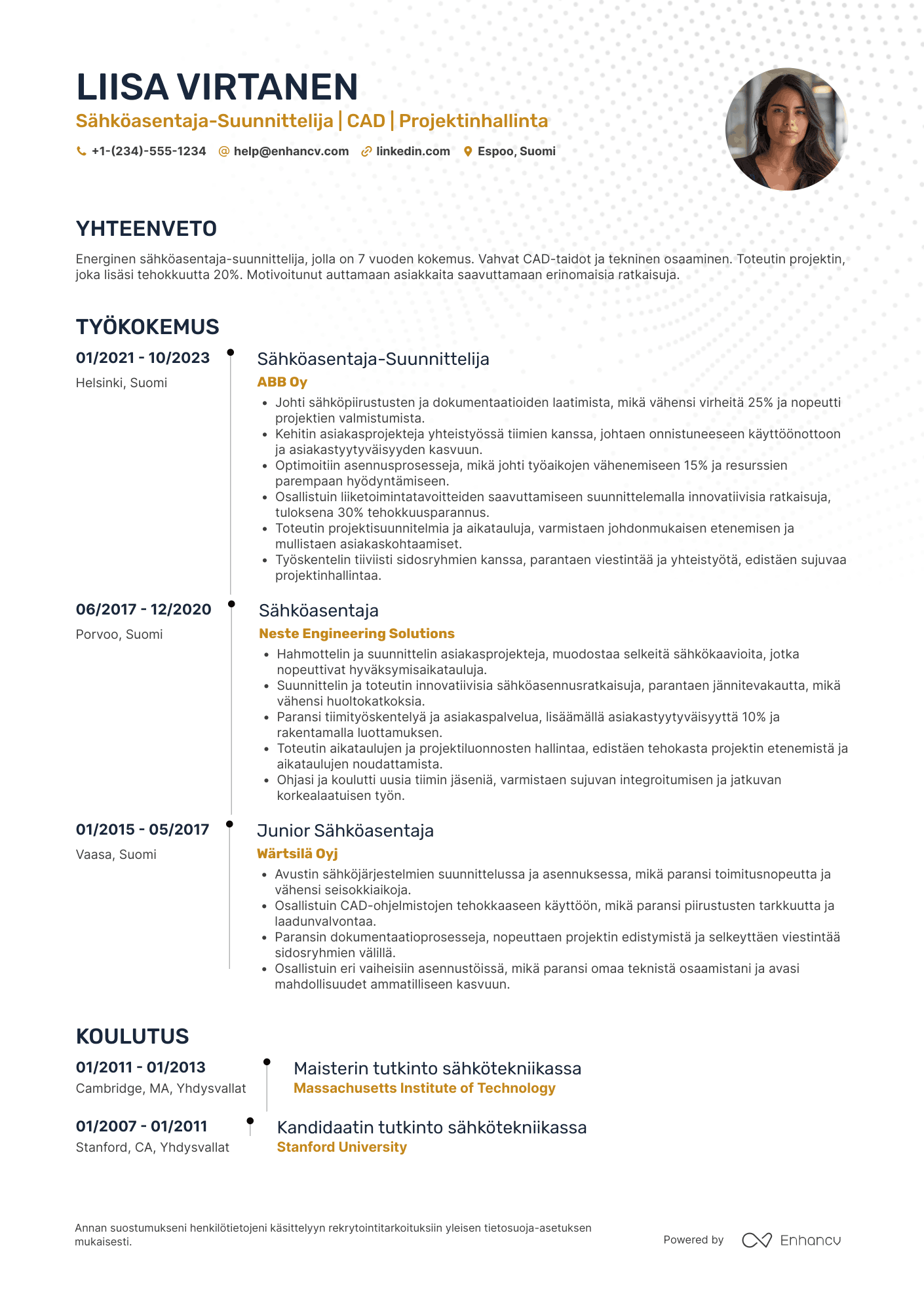 Ansioluettelo Sähköasentaja suunnittelija Resume Example