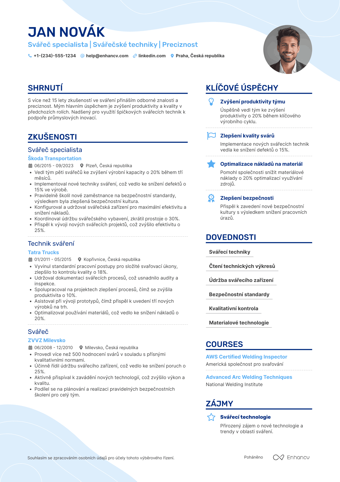 Životopis pro Svářeč specialista Resume Example