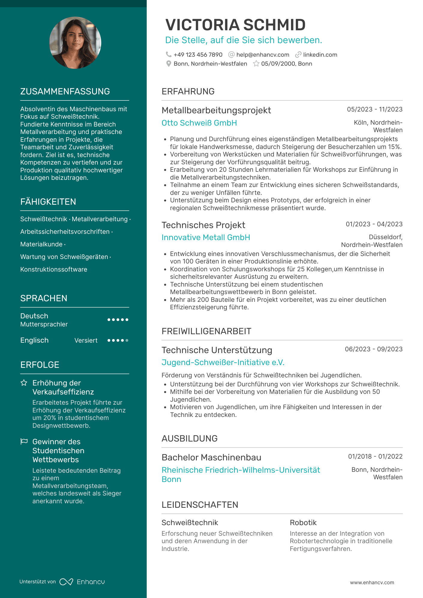 Lebenslauf als Schweißer Praktikant Resume Example