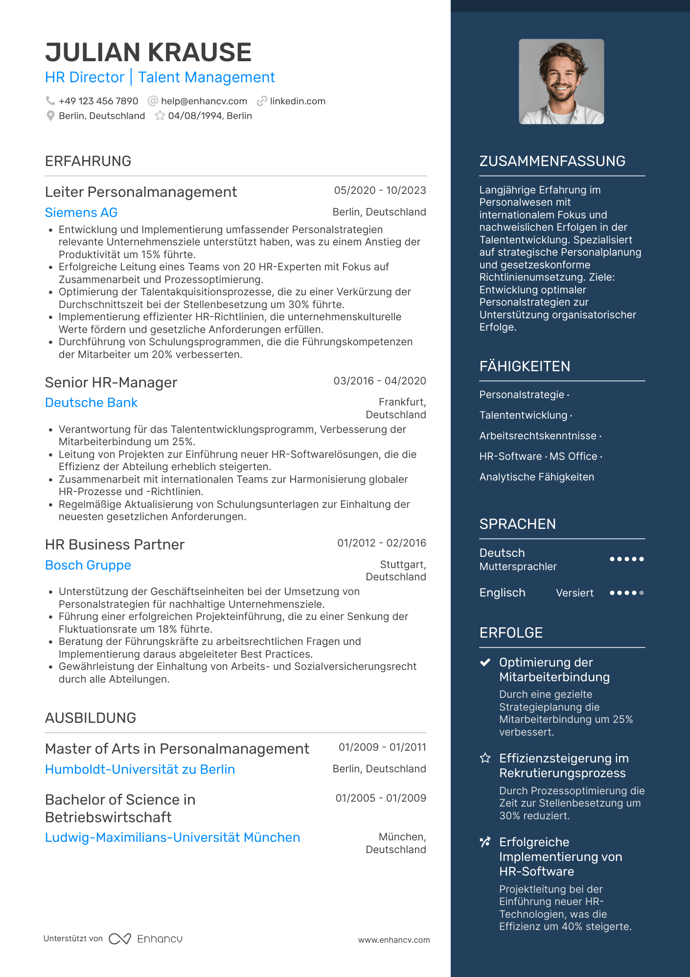 Lebenslauf als Geschäftsführer für Personalwesen Resume Example