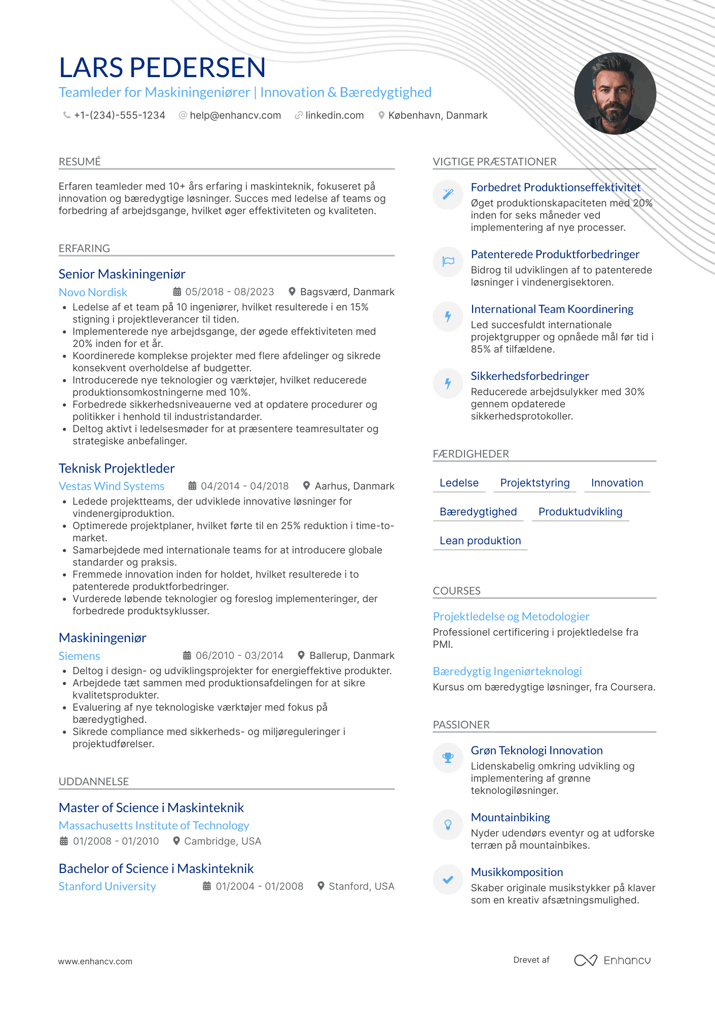 CV til Teamleder for maskiningeniører Resume Example