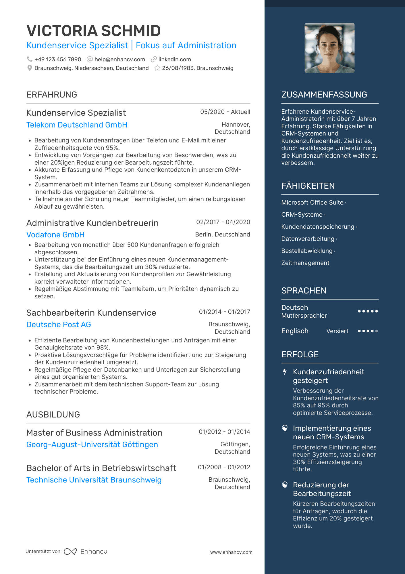 Lebenslauf als Kundenservice Administrator Resume Example