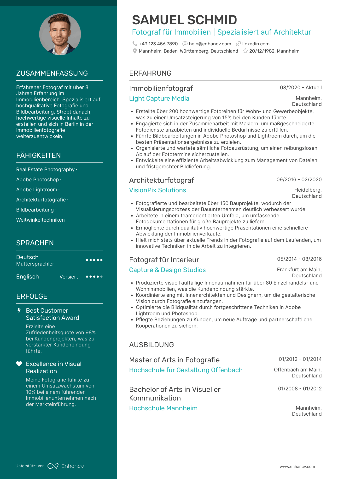 Lebenslauf als Fotograf für Immobilien Resume Example