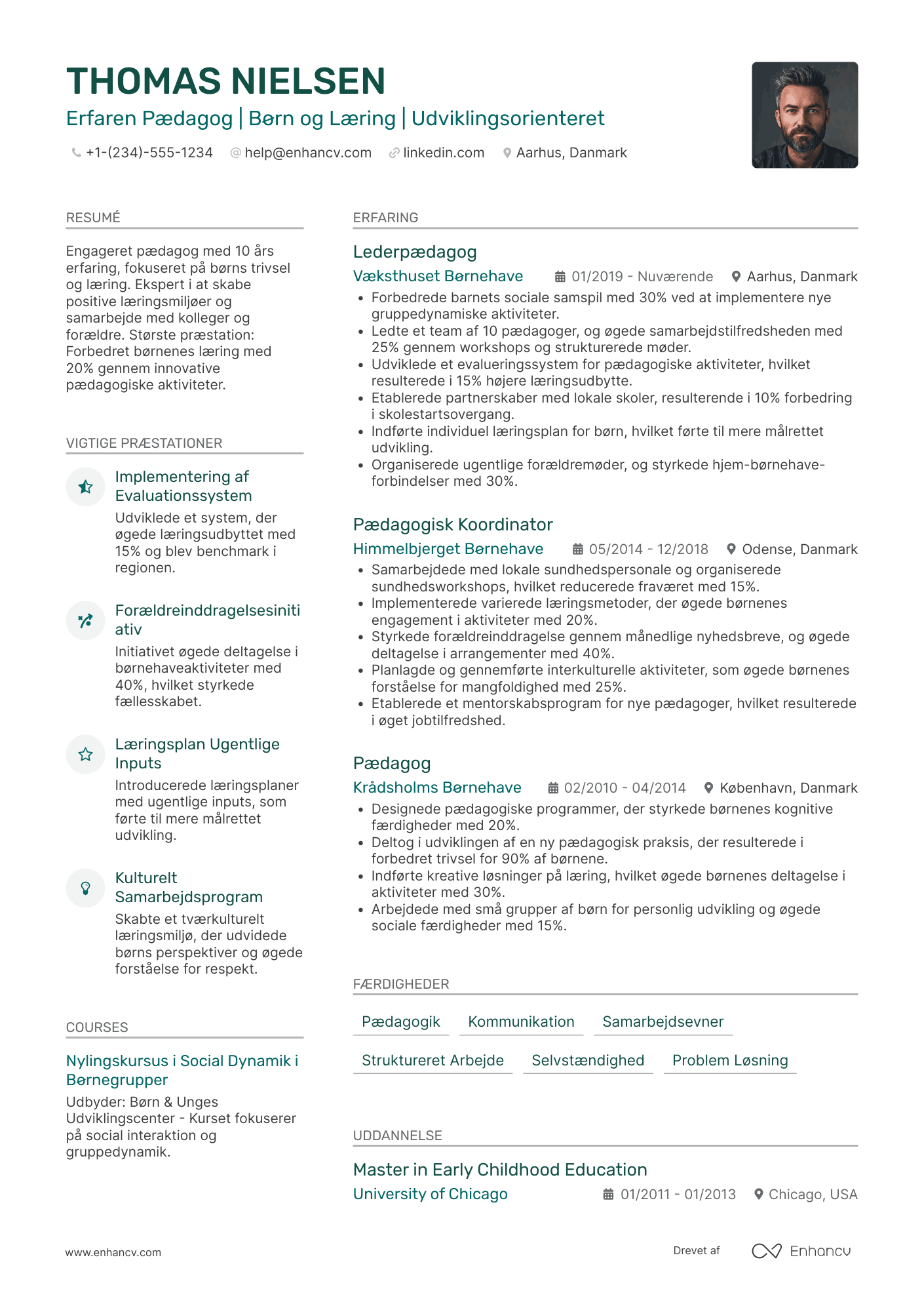 CV til Pædagog i børnehave Resume Example