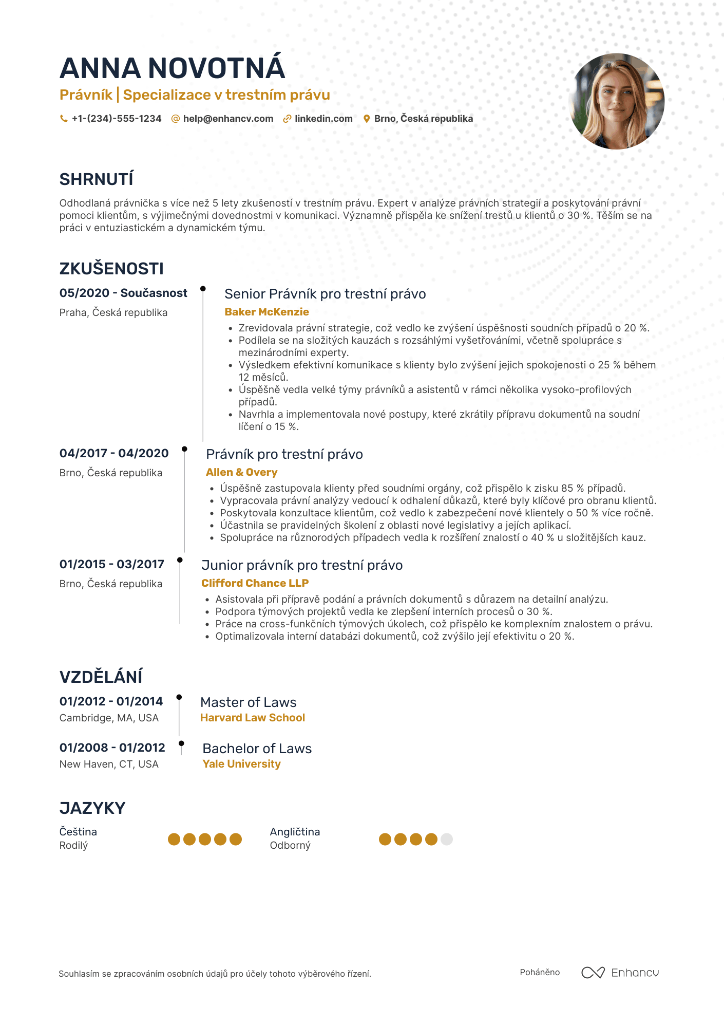 Životopis pro Právník pro Trestní Právo Resume Example