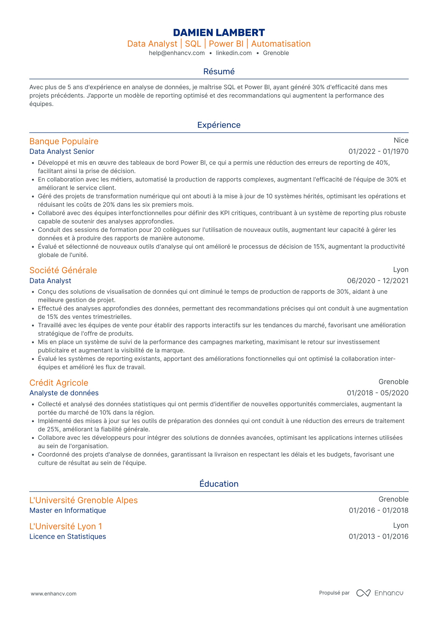 Data Analyst Resume Example