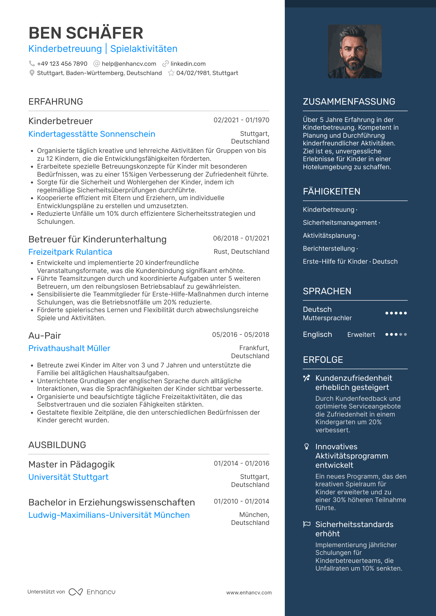 Lebenslauf als Babysitter für Hotelgäste Resume Example