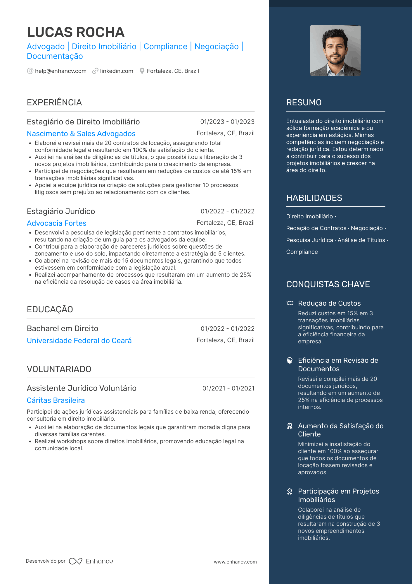 Advogado imobiliário Resume Example