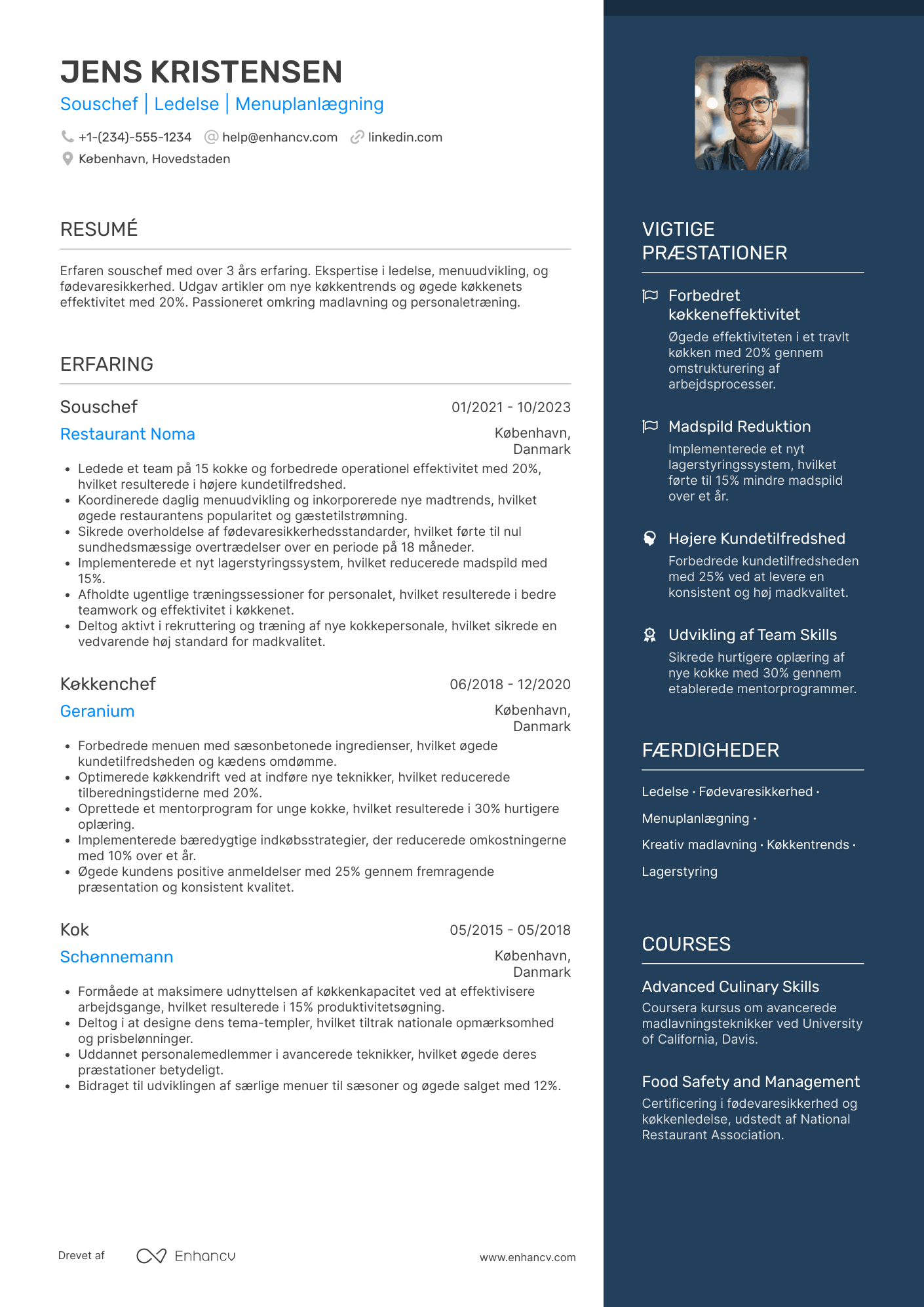 CV til Souschef Resume Example
