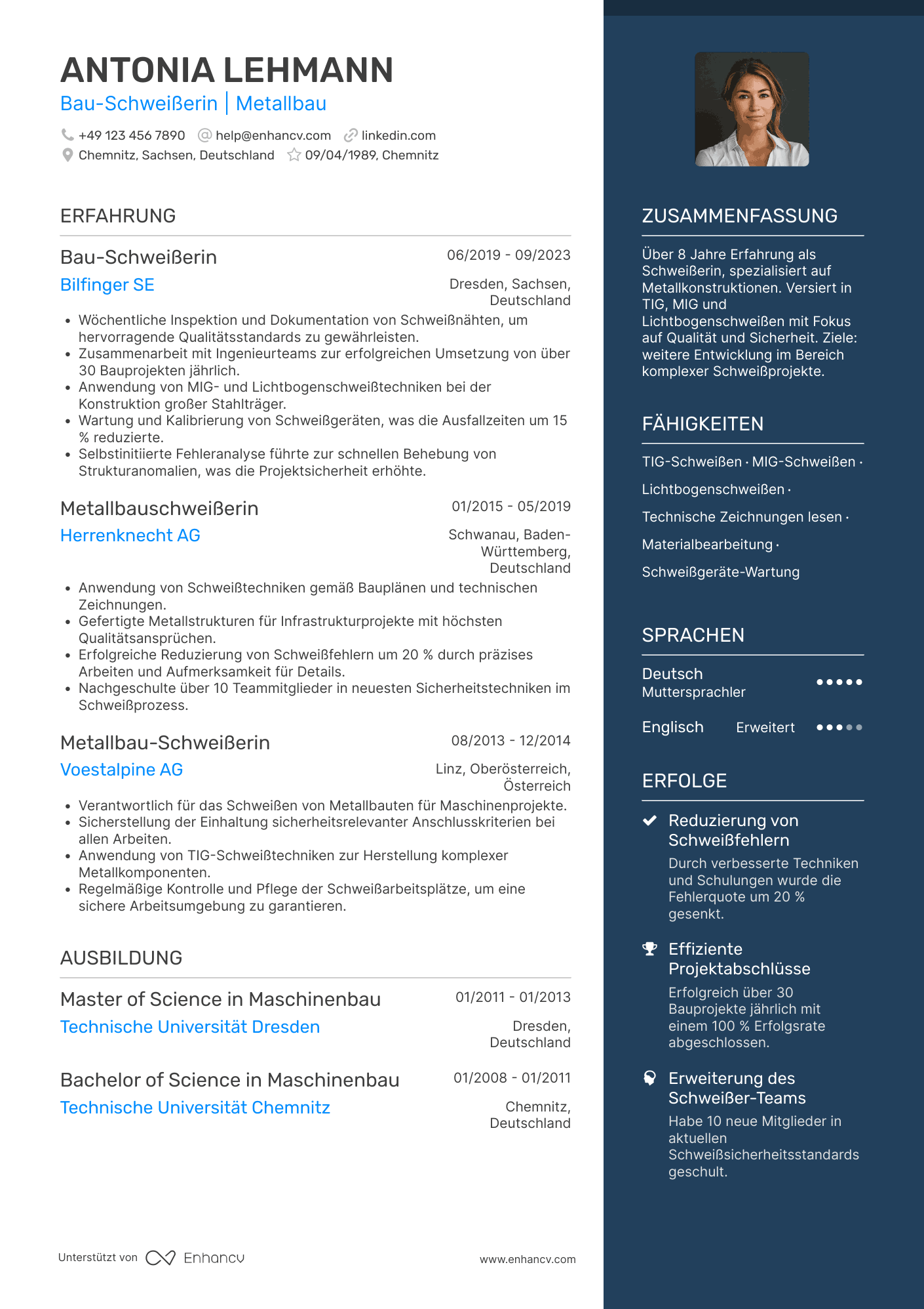 Lebenslauf in Bau Schweißer Resume Example
