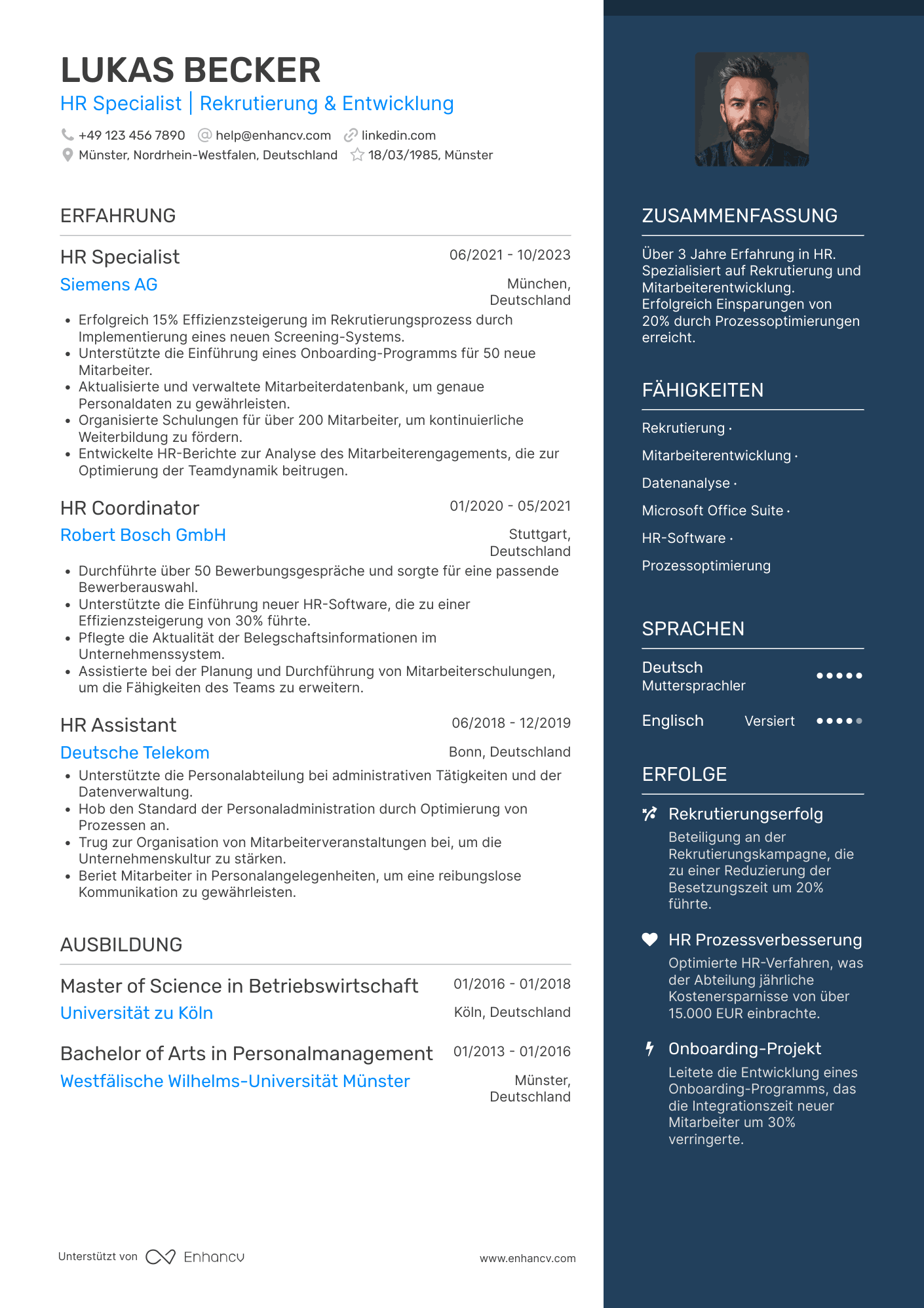 Lebenslauf als Einstiegslevel Personaler Resume Example