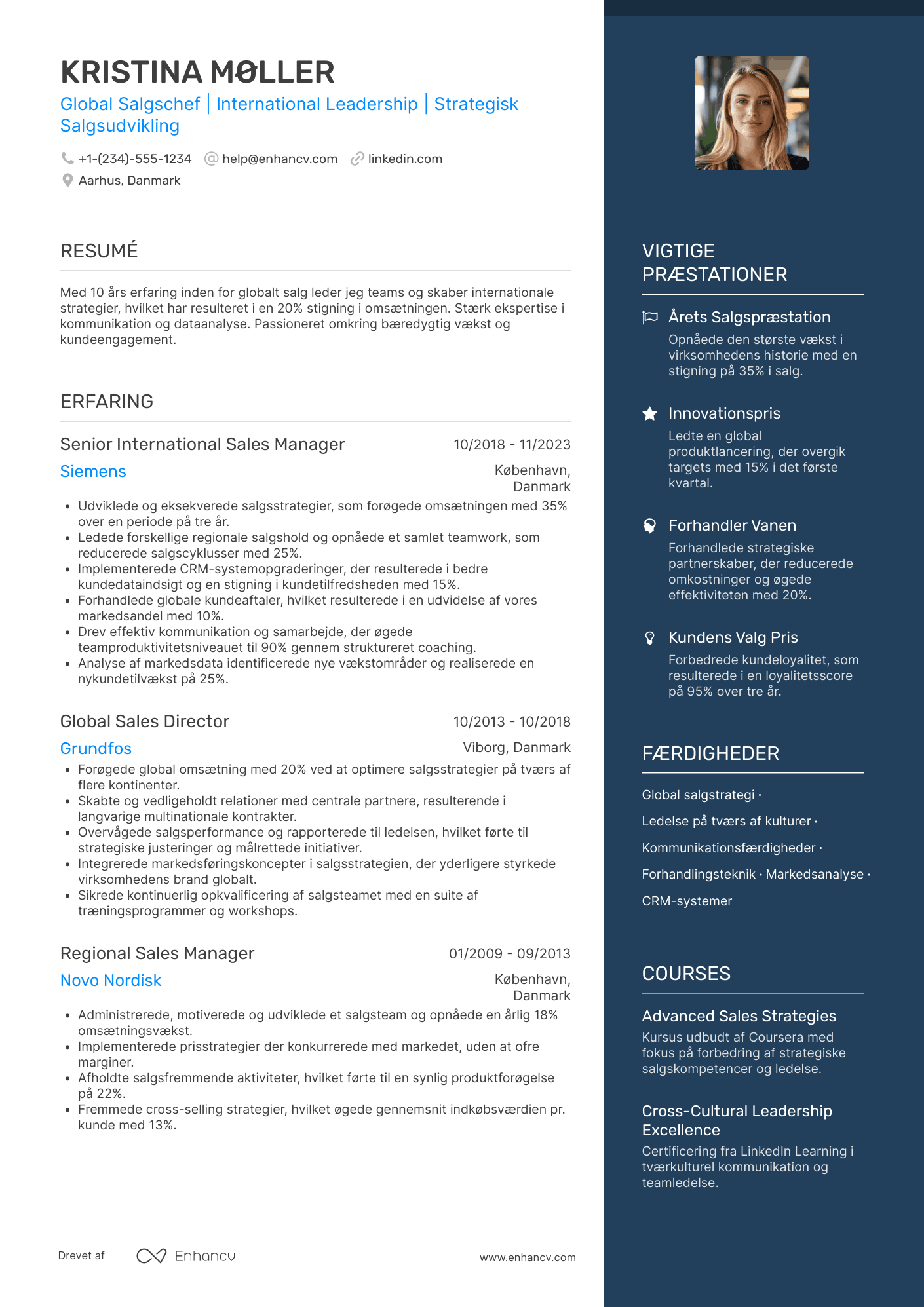 CV til Global Salgschef Resume Example