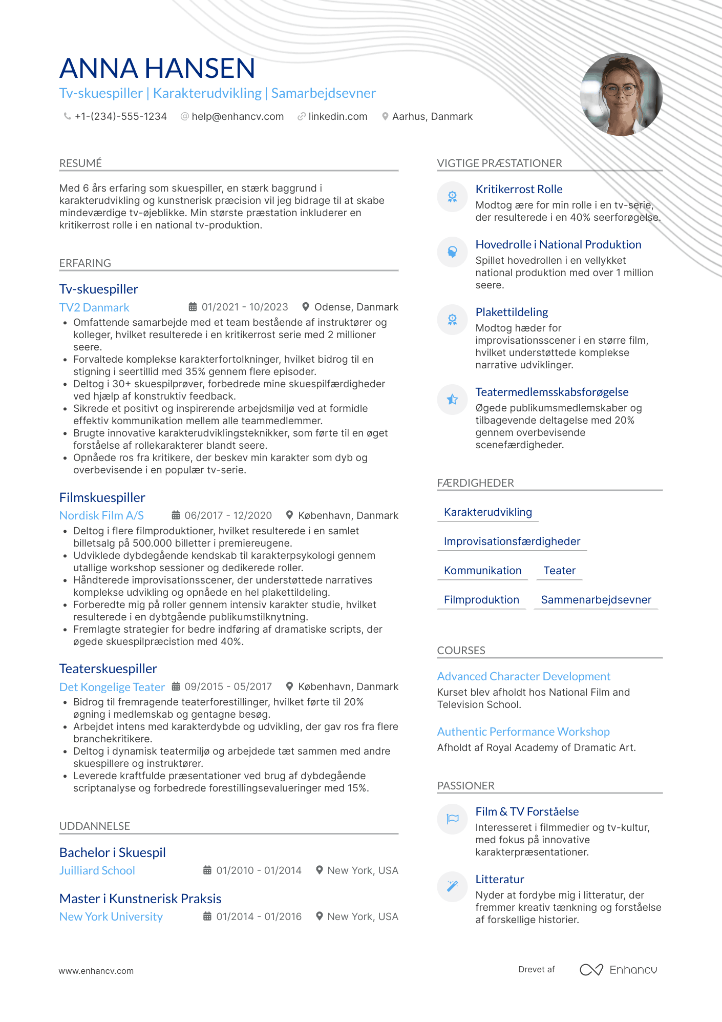 CV til Tv skuespiller Resume Example