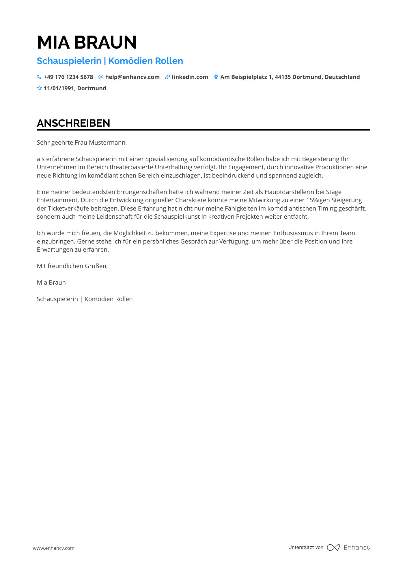 Komödie Schauspieler Resume Example