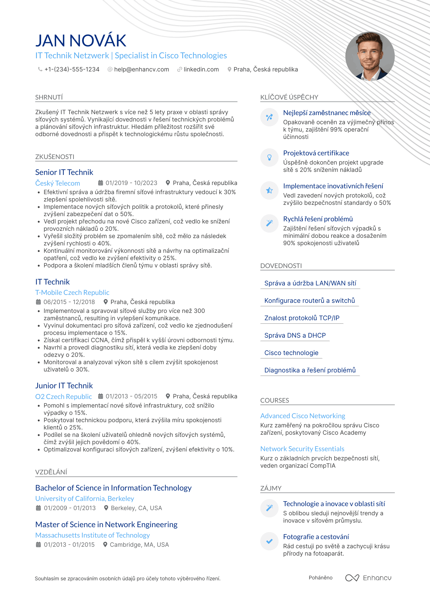 Životopis pro IT Technik Netzwerk Resume Example