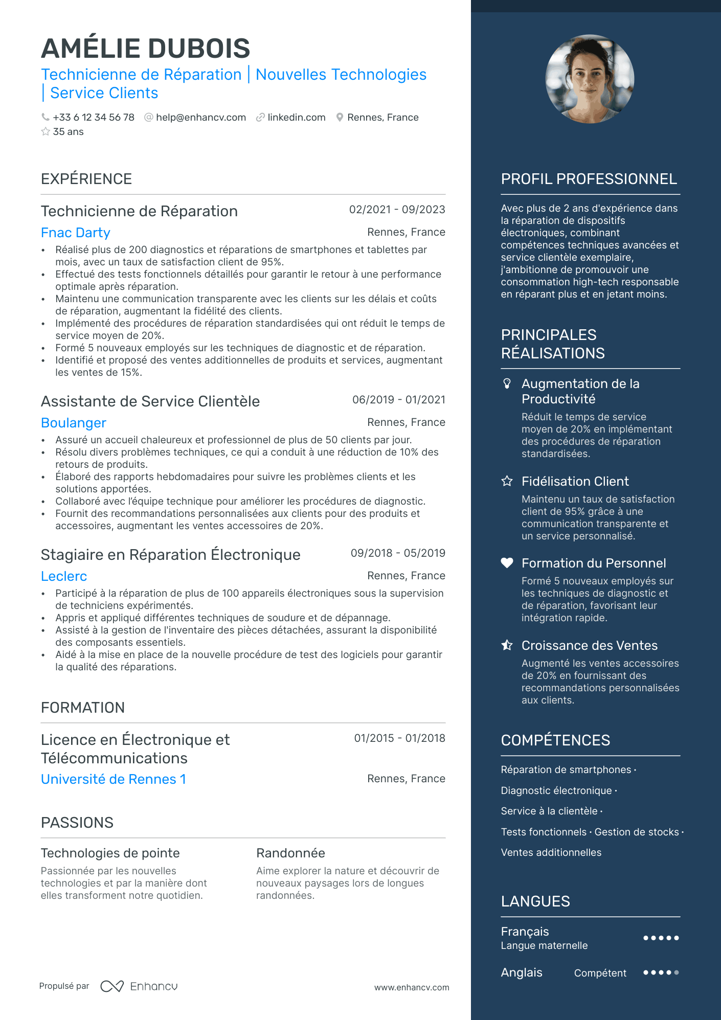 Vendeuse junior Resume Example