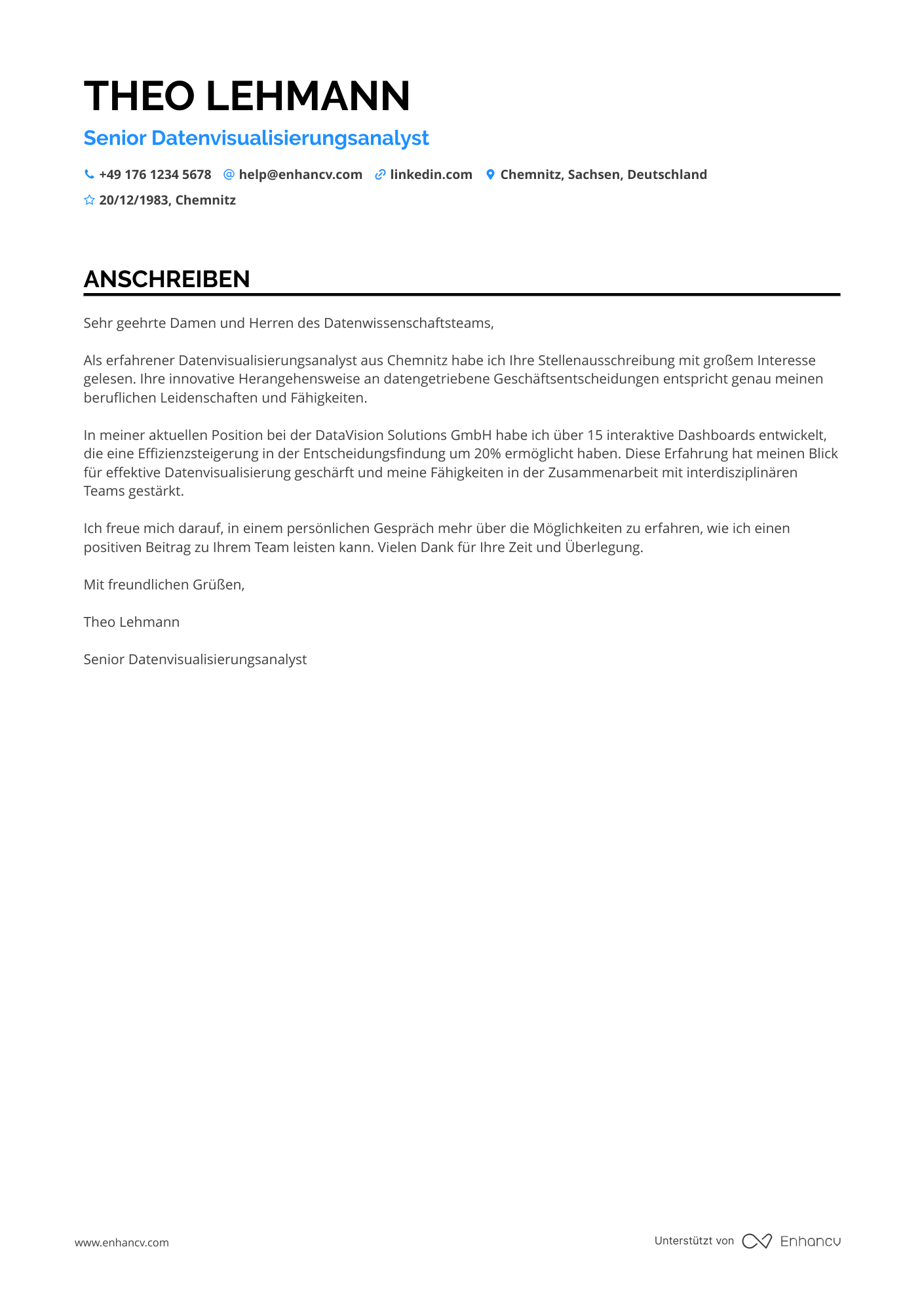 Datenwissenschaftler für Datenvisualisierung Resume Example