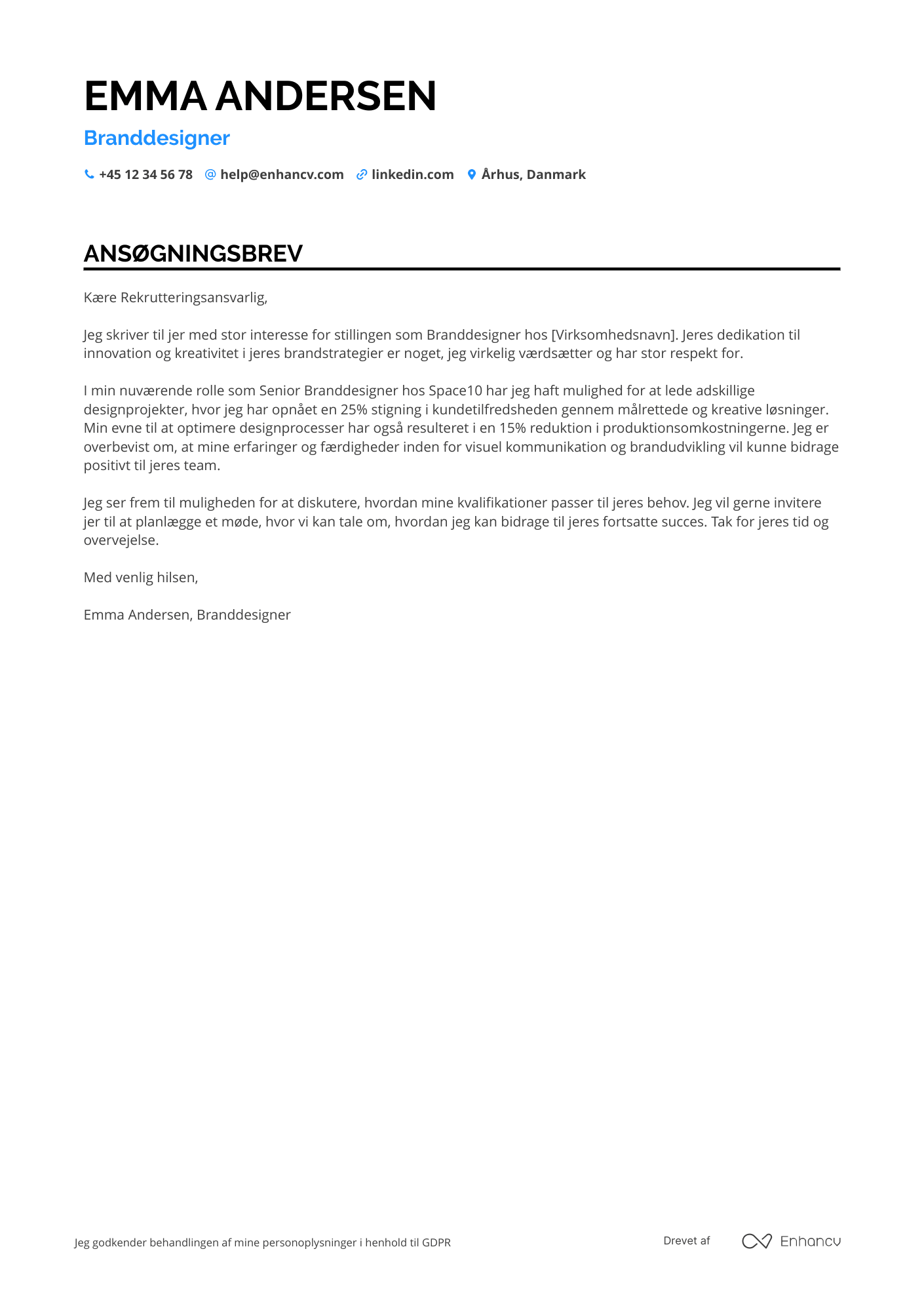 Ansøgningsbrev til Branddesigner Resume Example