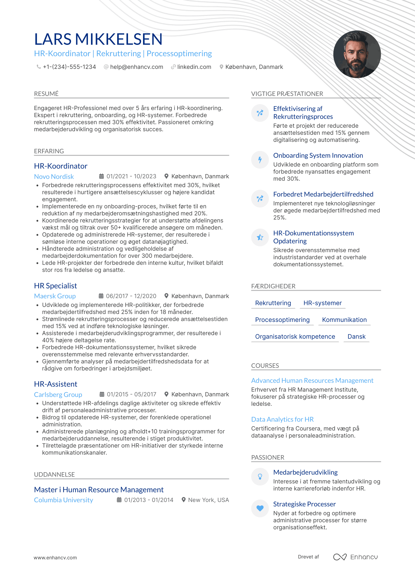CV til HR koordinator Resume Example