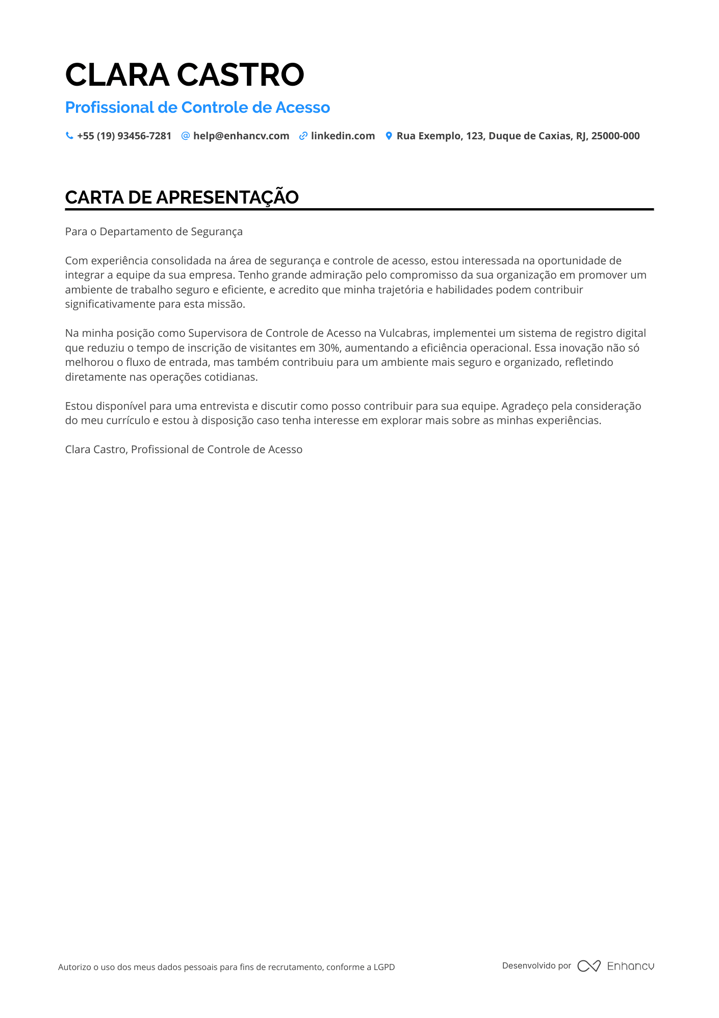 Porteiro Industrial Resume Example