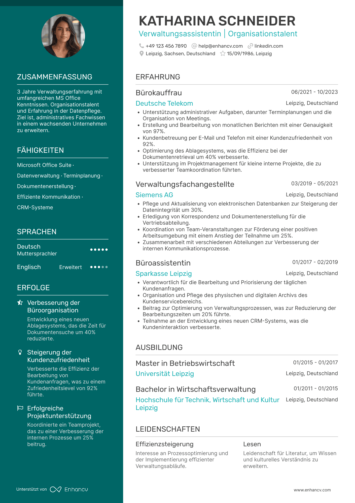 Lebenslauf als Einsteiger Verwaltungsassistent Resume Example