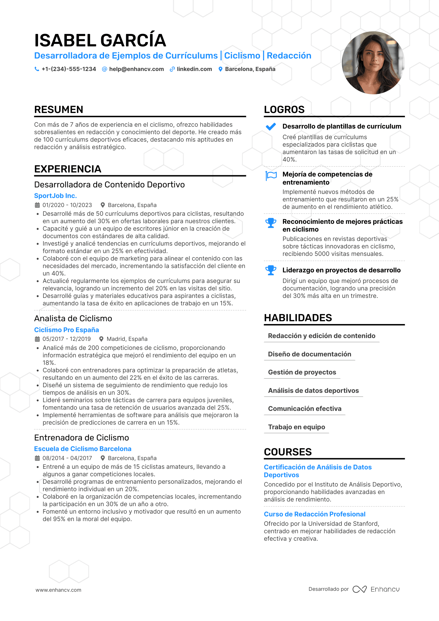 Ejemplo de currículum deportivo de ciclismo Resume Example