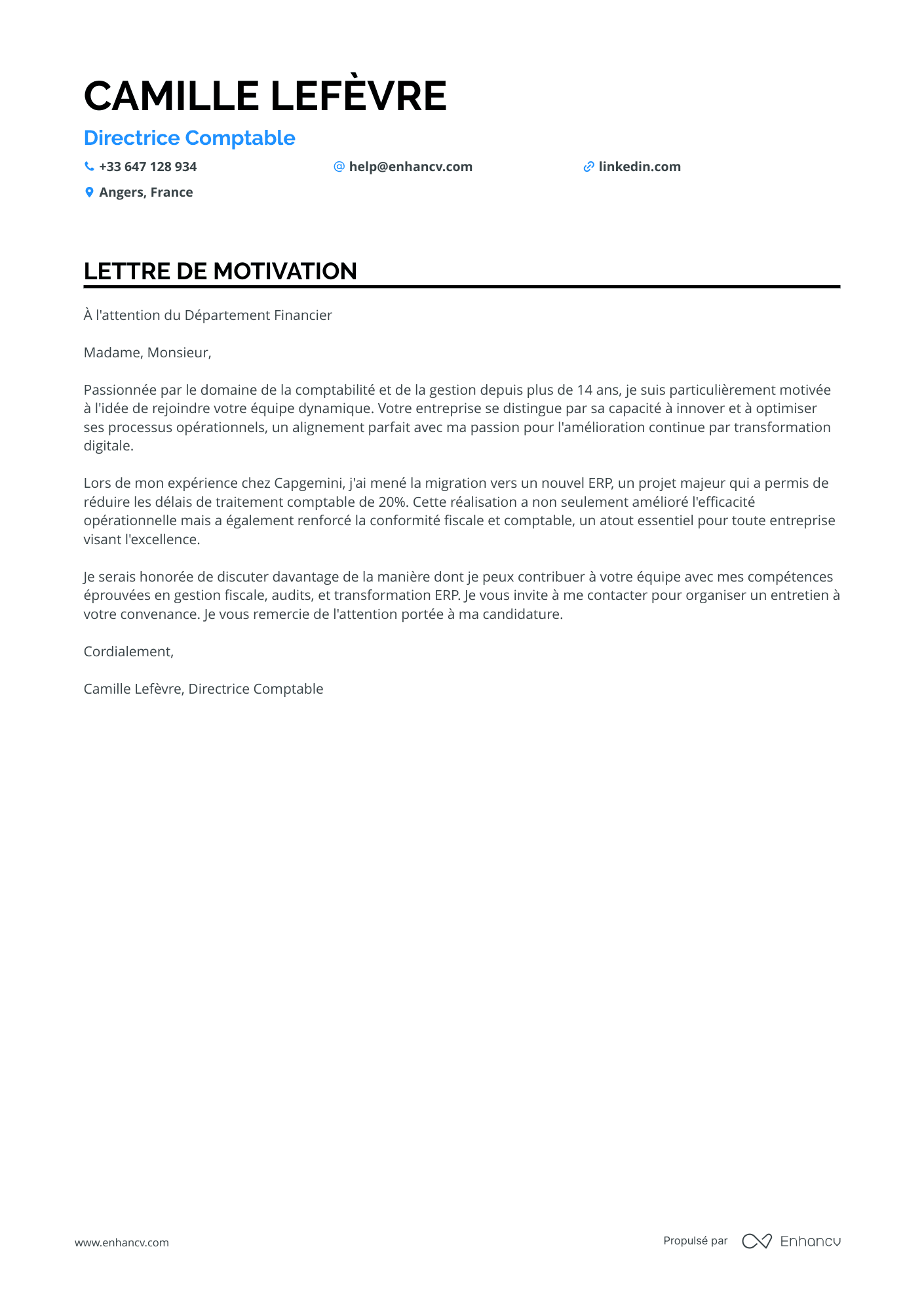 Chef Comptable Resume Example